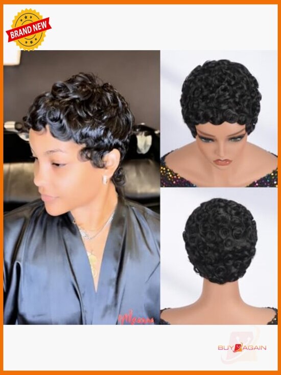 Short Curly Pixie Cut Wig Human Hair Glueless Ready to Wear 6 Inch main image 4